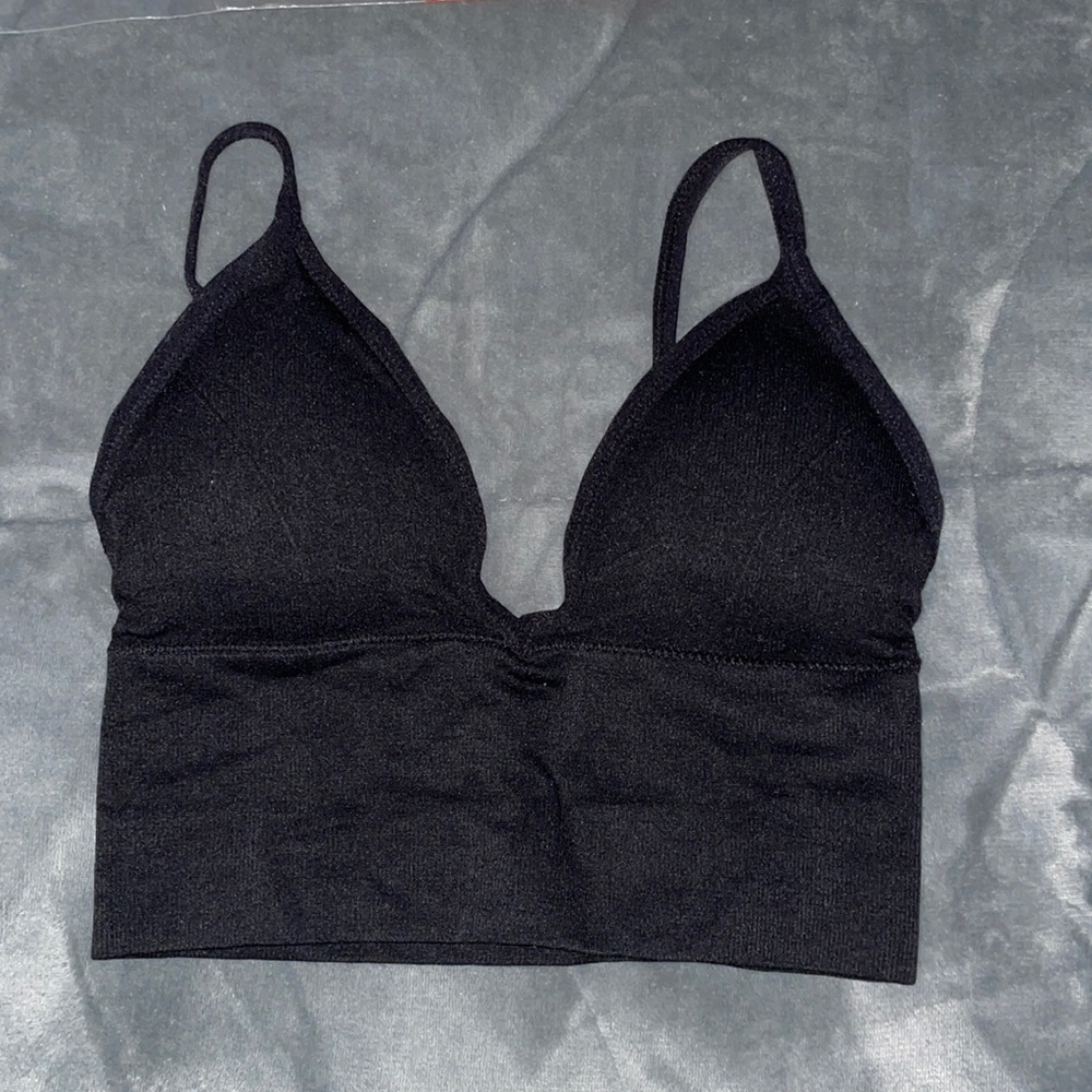 SHEIN black rib longline bralette